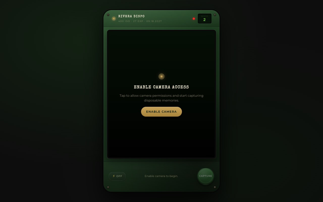 Disposable camera UI with film-style controls