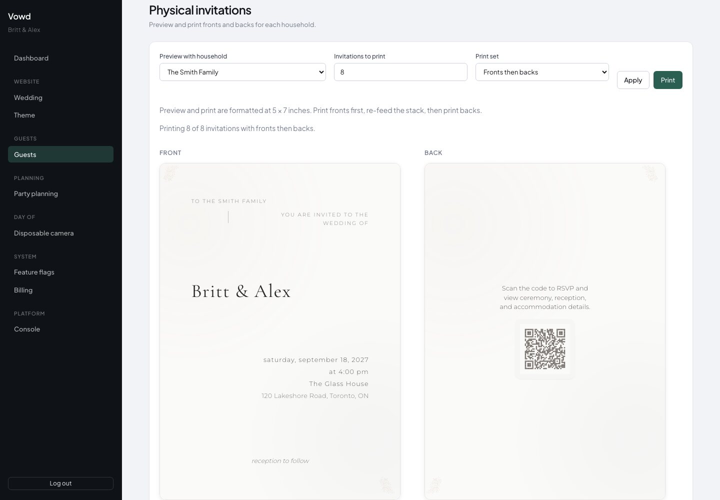 Printable invitations